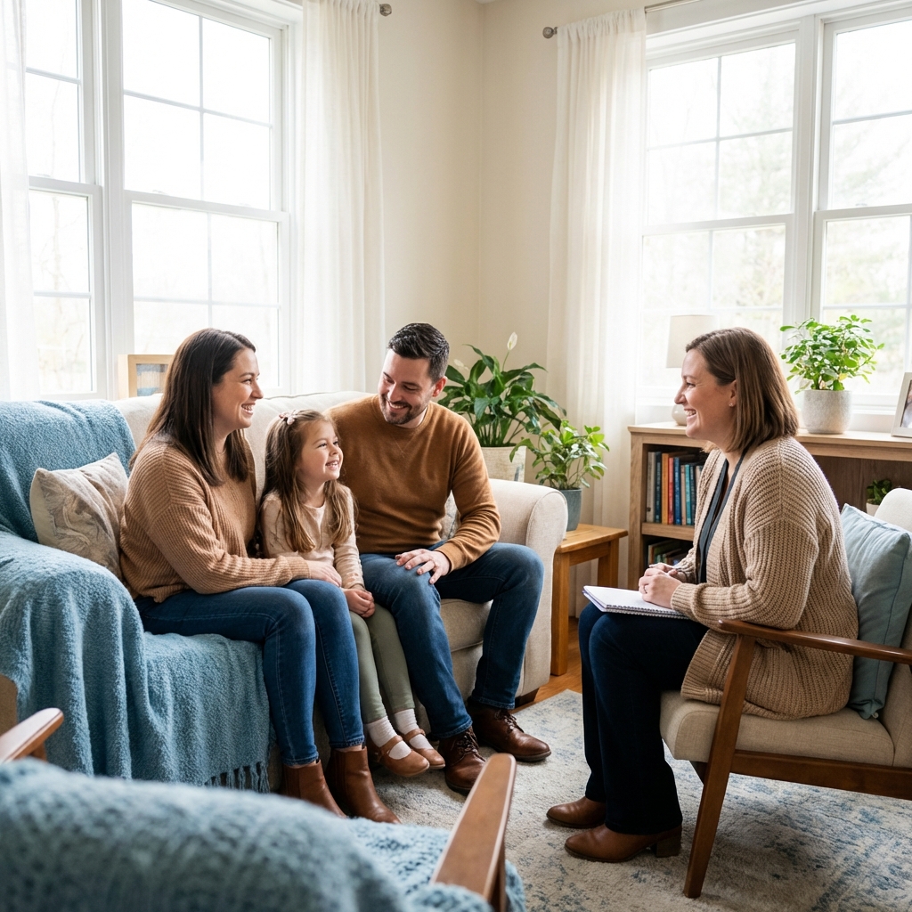 Family receiving support and counseling